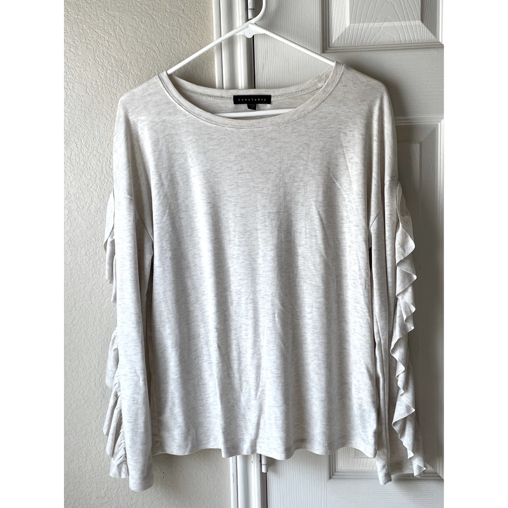 2/$12 Sanctuary NWOT Long Sleeve Blouse with Ruffle Sleeves - White